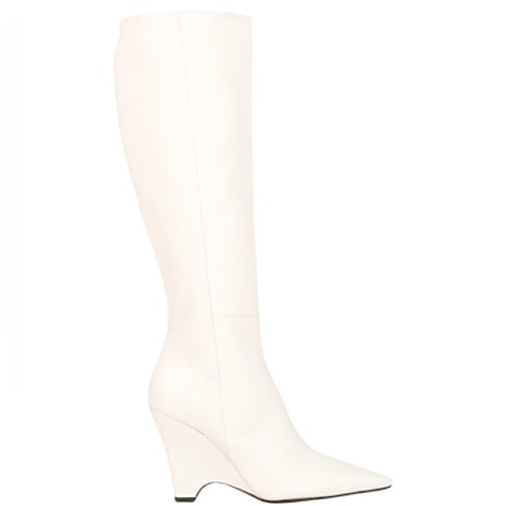 Bianca Di White Leather Wedge Boots — Size 39 (Fits US 8.5)